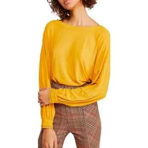 Free People $78 Shimmy Shake Top Gold Yellow